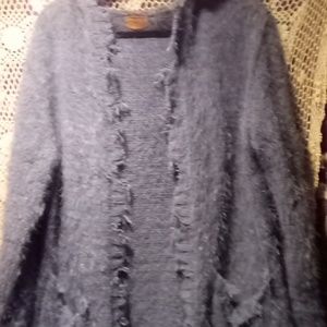Pol gray frayed long cardigan sweater